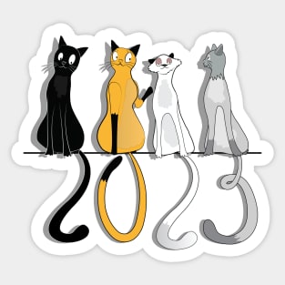 2023 Happy New Year Cats Sticker